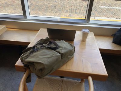 My laptop and Filson briefcase — these have aided my efforts to work as a digital nomad.